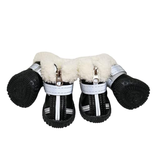FANSU Hundeschuhe 4 Stück, Hundeschuhe Pfotenschutz Hunde Schuhe Outdoor Laufen Hundeschuhe Winter, Schuhe für Hunde Rutschfester für Kleine, Mittlere Hunde (XS,Schwarz) von FANSU