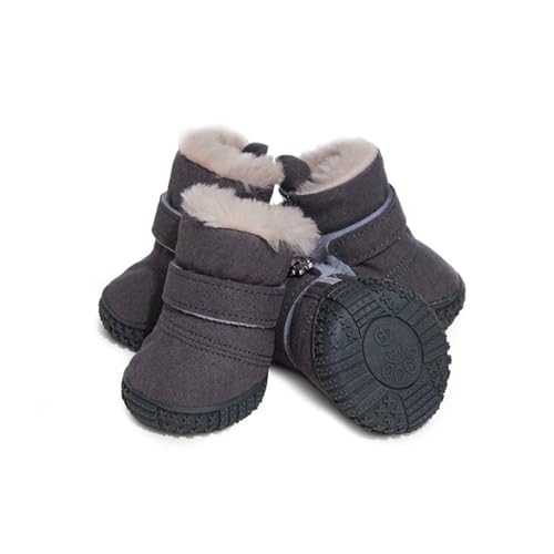 FANSU Hundeschuhe Pfotenschutz Hunde Schuhe Laufen Hundeschuhe Winter, 4 Stück Schuhe für Hunde Schneestiefel Schuhe Hund für Kleine Mittlere Hunde (35,Grau) von FANSU