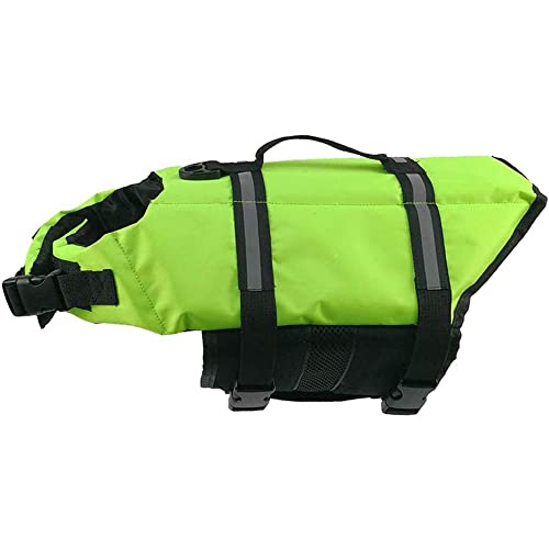 FANSU Hundeschwimmweste, Hunde Schwimmweste mit Rettungsgriff Rettungsweste für Hunde Verstellbare Größe zum Schwimmen, Surfen, Bootfahren (XXL,Grün) von FANSU