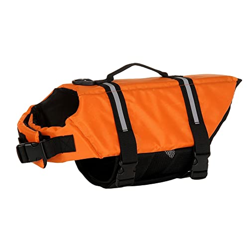 FANSU Hundeschwimmweste, Hunde Schwimmweste mit Rettungsgriff Rettungsweste für Hunde Verstellbare Größe zum Schwimmen, Surfen, Bootfahren (XXL,Orange) von FANSU