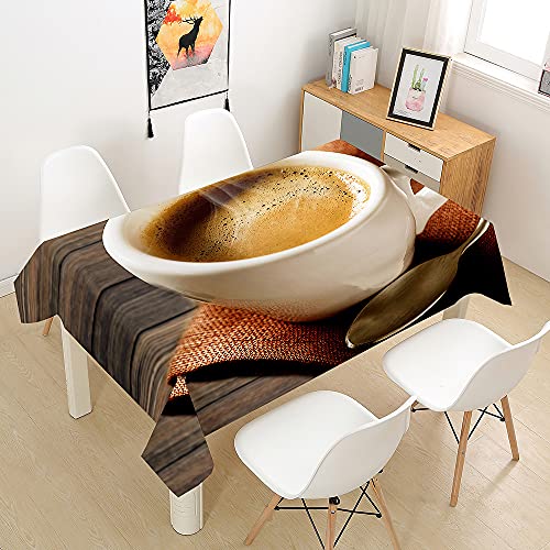 FANSU Kaffee Tischdecke Wasserdicht Tischwäsche, Rechteckige Wasserabweisend Abwaschbar 3D Tischtuch für Küche Garten Outdoor Esstisch Dekoration (Elegant,140x140cm) von FANSU