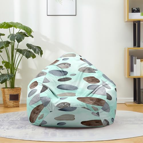 FANSU Kopfsteinpflaster-Druck Sitzsack, Sitzsack Ohne Füllung Waschbar Sitzbeutelabdeckung, Textile Aufbewahrung für Kinder Erwachsene (Aqua Grün,100x120cm) von FANSU