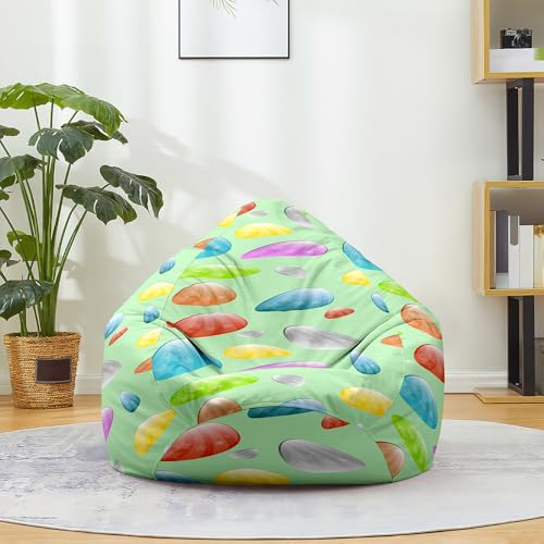 FANSU Kopfsteinpflaster-Druck Sitzsack, Sitzsack Ohne Füllung Waschbar Sitzbeutelabdeckung, Textile Aufbewahrung für Kinder Erwachsene (Grün,70x80cm) von FANSU