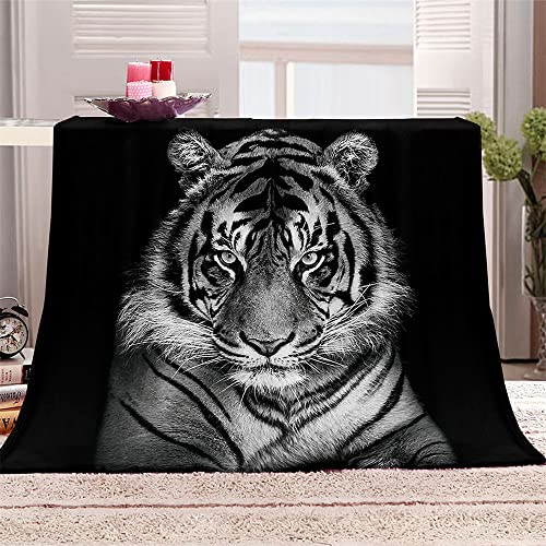 FANSU Kuscheldecke Flauschig Flanell Decke, 3D Drucken Microfaser Weich Warm Plüsch Fleecedecke Sofadecke Couchdecke Wohndecke Bettdecke Tagesdecke (Schwarzer Tiger,150x200cm) von FANSU