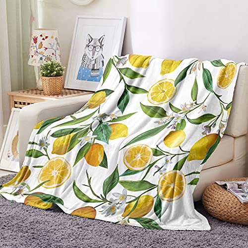 FANSU Kuscheldecke Flauschig Flanell Decke, 3D Microfaser Weich Warm Plüsch Fleecedecke Sofadecke Couchdecke Wohndecke Bettdecke Tagesdecke (Zitrone,180x200cm) von FANSU