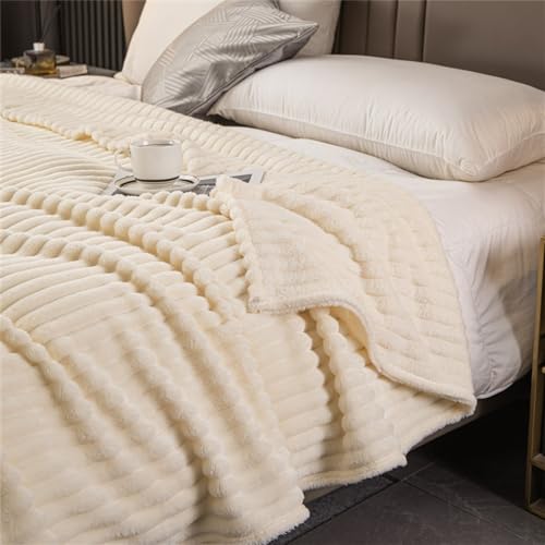 FANSU Kuscheldecke Warme Flanell Decke Dicke Einfarbig Wohndecken Couchdecke Flauschig Überwurf Mikrofaser Tagesdecke Sofadecke Blanket Für Bett Sofa Schlafzimmer (120x200cm,Beige) von FANSU