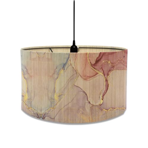FANSU Lampenschirm fuir Hängelampe, Europäischer Marmordruck Lampenschirm Tischlampe Lampenabdeckung für Stehlampe Deckenleuchte Wohnzimmer Moderner Deko (Roségold,30x30x23cm) von FANSU