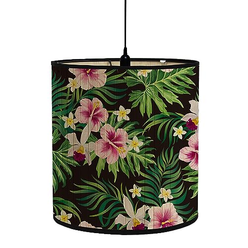 FANSU Lampenschirm fuir Tischlampe, Blumen Druck Lampenschirm Hängelampe Lampenabdeckung für Stehlampe Tischlampe Deckenleuchte Wohnzimmer Moderner Deko (Frangipani,30x30x30cm) von FANSU