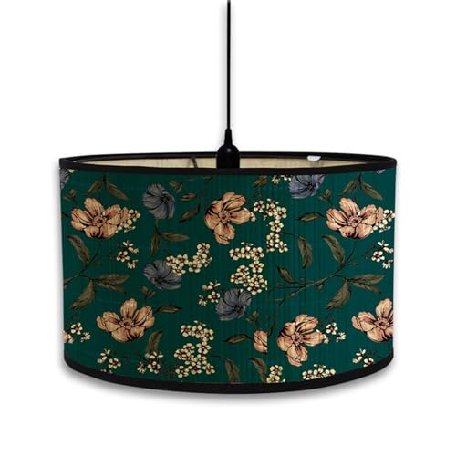 FANSU Lampenschirm fuir Tischlampe, Blumen Klassisch Lampenschirm Hängelampe Lampenabdeckung für E27 Stehlampe Tischlampe Deckenleuchte Wohnzimmer Moderner Deko (30x30x20cm,Retro Blau) von FANSU