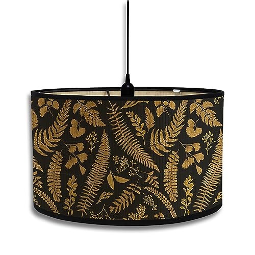 FANSU Lampenschirm fuir Tischlampe, Lampenschirm Hängelampe Lampenabdeckung für Stehlampe Elegant Blumen Tischlampe Deckenleuchte Wohnzimmer Moderner Deko (Goldschwarz,30x30x20cm) von FANSU