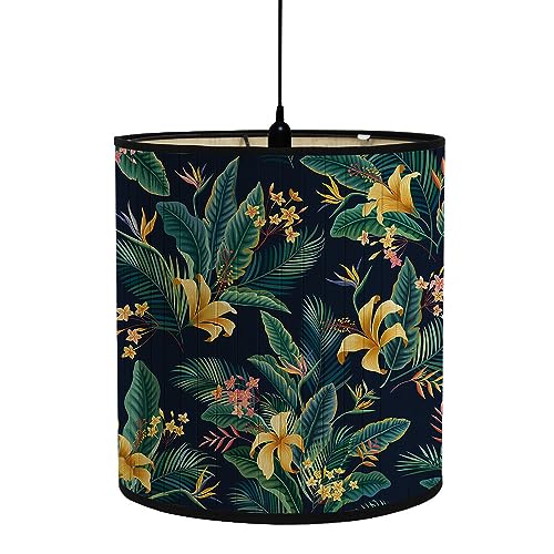 FANSU Lampenschirm fuir Tischlampe, Tropischer Pflanzendruck Lampenschirm Hängelampe Lampenabdeckung für Stehlampe Tischlampe Deckenleuchte Wohnzimmer Moderner Deko (goldene Blume,30x30x30cm) von FANSU