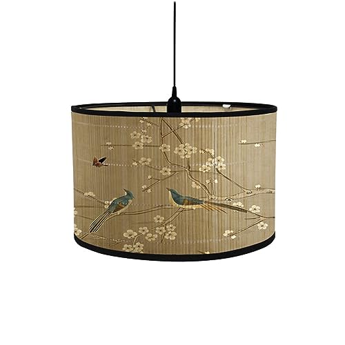 FANSU Lampenschirm fuir Tischlampe Tuschemalerei Lampenschirm Hängelampe Lampenabdeckung für E27 Stehlampe Tischlampe Deckenleuchte Wohnzimmer Moderner Deko (30x30x20cm,Elster) von FANSU