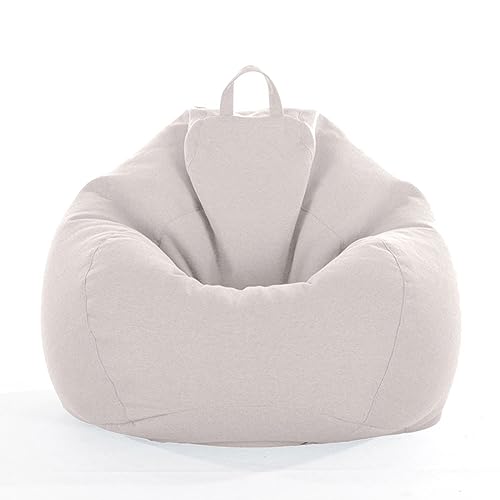 FANSU Leinen Unifarben Farben Sitzsack Waschbar Sitzsack Ohne Füllung Sitzsäcke für Kinder Erwachsene Sitzsack Outdoor Indoor Stofftier Aufbewahrung mit Reißverschlus (L,Beige) von FANSU