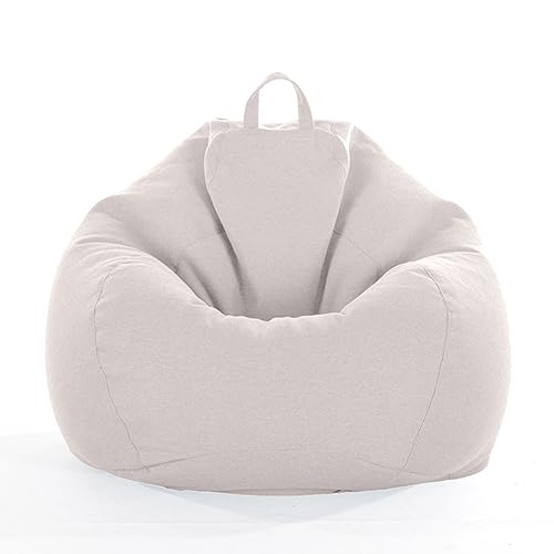 FANSU Leinen Unifarben Farben Sitzsack Waschbar Sitzsack Ohne Füllung Sitzsäcke für Kinder Erwachsene Sitzsack Outdoor Indoor Stofftier Aufbewahrung mit Reißverschlus (L,Beige) von FANSU