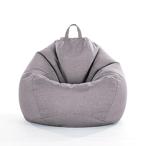 FANSU Leinen Unifarben Farben Sitzsack Waschbar Sitzsack Ohne Füllung Sitzsäcke für Kinder Erwachsene Sitzsack Outdoor Indoor Stofftier Aufbewahrung mit Reißverschlus (L,Dunkelgrau) von FANSU