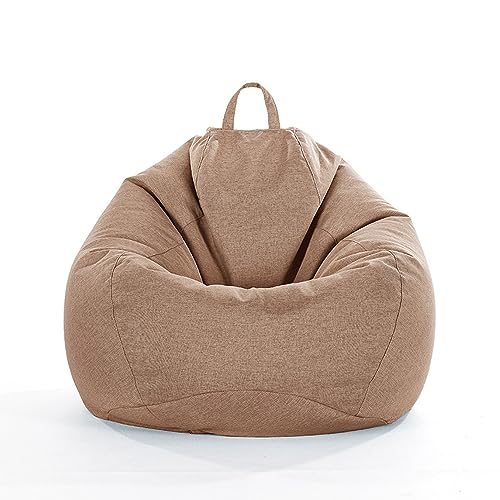 FANSU Leinen Unifarben Farben Sitzsack Waschbar Sitzsack Ohne Füllung Sitzsäcke für Kinder Erwachsene Sitzsack Outdoor Indoor Stofftier Aufbewahrung mit Reißverschlus (L,Hellbraun) von FANSU