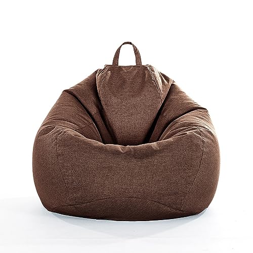 FANSU Leinen Unifarben Farben Sitzsack Waschbar Sitzsack Ohne Füllung Sitzsäcke für Kinder Erwachsene Sitzsack Outdoor Indoor Stofftier Aufbewahrung mit Reißverschlus (L,Kaffee) von FANSU