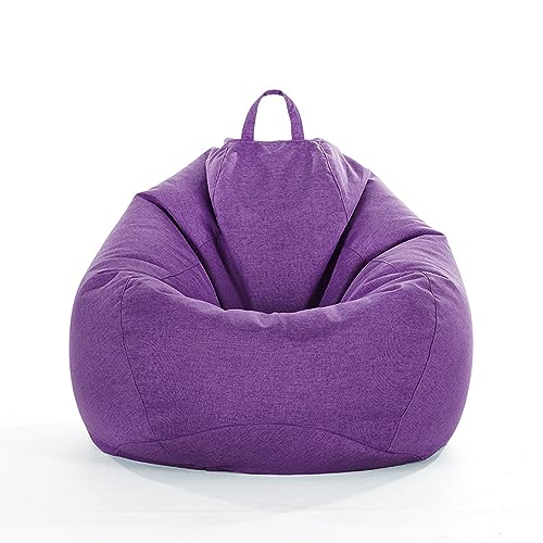 FANSU Leinen Unifarben Farben Sitzsack Waschbar Sitzsack Ohne Füllung Sitzsäcke für Kinder Erwachsene Sitzsack Outdoor Indoor Stofftier Aufbewahrung mit Reißverschlus (L,Lila) von FANSU