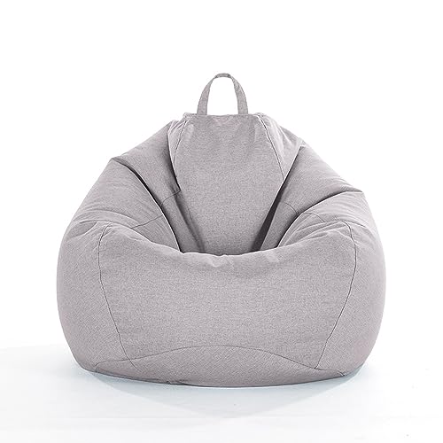 FANSU Leinen Unifarben Farben Sitzsack Waschbar Sitzsack Ohne Füllung Sitzsäcke für Kinder Erwachsene Sitzsack Outdoor Indoor Stofftier Aufbewahrung mit Reißverschlus (XXL,Hellgrau) von FANSU