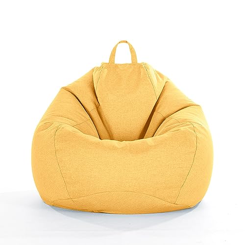 FANSU Leinen Unifarben Sitzsack Waschbar Ohne Füllung für Kinder Erwachsene Outdoor Indoor Stofftier Aufbewahrung Mit Reißverschluss (XXXL, Gelb) von FANSU