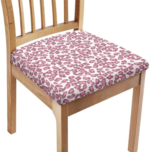 FANSU Leopard Drucken Esszimmerstuhl Sitzbezüge, Stuhlbezug Sitzfläche 1 2 4 6er Set - Stuhl Sitzbezüge/Bezug für Stühle/Stuhlhussen für Stühle, für Küche Bürostühle (Rosa,2 Stück) von FANSU