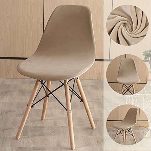 FANSU Luxus Samt Stuhlhussen 1/2/4/6er Set Strech Esszimmerstühle Bezug Küchenstühle Husse Elegante Schwingstühle Schalenstuhlbezug für Wohnzimmer Esszimmer (Beige,4 Stück) von FANSU