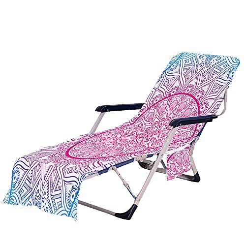 FANSU Mandala Schonbezug für Gartenliege Frottee Liegenauflage Garten Sonnenliege Handtuch mit 2 Taschen Stuhl Strandtuch für Schwimmbäder Strände Gartenhotels (Böhmen,75x210cm) von FANSU