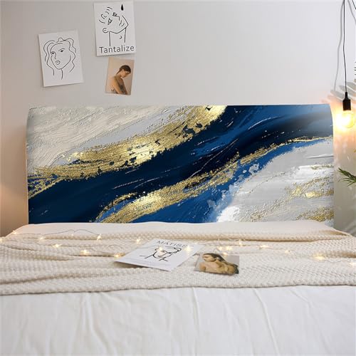 FANSU Marmor Bettkopfteil Hussen Bett Kopfteil Bezug Hussen Elastische Staubdicht Schutzhülle Waschbar Staubdichte Abdeckung Schlafzimmer Kopfteil Schlafzimmer Dekor (Golden,200cm) von FANSU