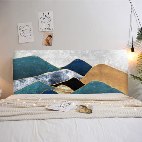 FANSU Marmor Bettkopfteil Hussen Bett Kopfteil Bezug Hussen Elastische Staubdicht Schutzhülle Waschbar Staubdichte Abdeckung Schlafzimmer Kopfteil Schlafzimmer Dekor (Grau,200cm) von FANSU