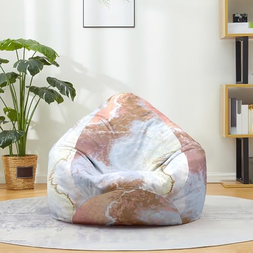 FANSU Marmor-Druck Sitzsack, Sitzsack Ohne Füllung Waschbar Sitzbeutelabdeckung, Textile Aufbewahrung für Kinder Erwachsene (Grau Rosa,80x90cm) von FANSU