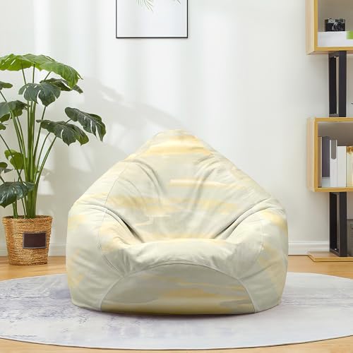 FANSU Marmor-Druck Sitzsack, Sitzsack Ohne Füllung Waschbar Sitzbeutelabdeckung, Textile Aufbewahrung für Kinder Erwachsene (Khaki,90x110cm) von FANSU