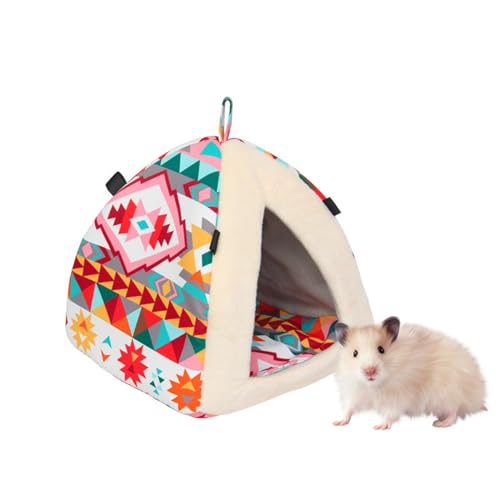 FANSU Meerschweinchen Bett Versteck, Meerschweinchen Betthöhle Winter Gemütliches Waschbar Kuschelhöhle Kuschelig für Kleintiere Hamster Chinchillas Mini Igel (22x22cm,Ethnisch) von FANSU