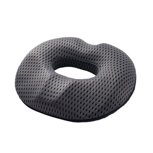 FANSU Memory Foam Sitzkissen Bürostuhl, Sitzkissen Orthopädisch mit Loch Bequemes Donut Kissen Weich Hämorriden Kissen Sitzring Steißbein Entlastung (42x38,4D Mesh/Grau) von FANSU