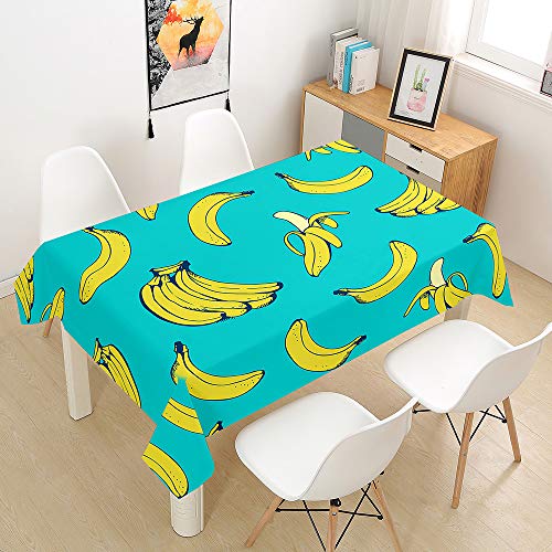 FANSU Obst Tischdecke Wasserdicht Tischwäsche Küchentischabdeckung, Rechteckige Wasserabweisend Abwaschbar 3D Tischtuch für Küche Esstisch Quadratischer Tisc Dekoration (Banane,100x140cm) von FANSU