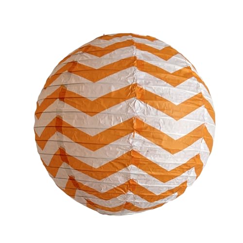 FANSU Papierlaterne Deko, Chevron Muster Papierlaternen Set Papier Laterne Rund 10 Stück Hängend Papier Laternen Papierlampion Partydekorationen für Hochzeit Geburtstag Babyparty (Orange,30cm) von FANSU