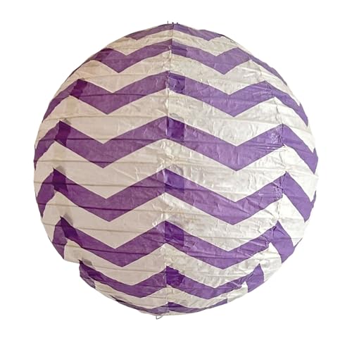 FANSU Papierlaterne Deko, Chevron Muster Papierlaternen Set Papier Laterne Rund 10 Stück Hängend Papier Laternen Papierlampion Partydekorationen für Hochzeit Geburtstag Babyparty (Purple,30cm) von FANSU