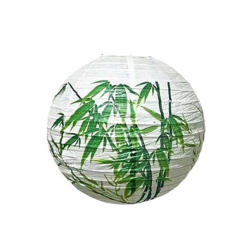FANSU Papierlaterne Deko, Chinesisch Stil Papierlaternen Set Papier Laterne Rund 30cm Hängend Papier Laternen Papierlampion Partydekorationen für Hochzeit Geburtstag (Bambusblatt,20 Stück) von FANSU