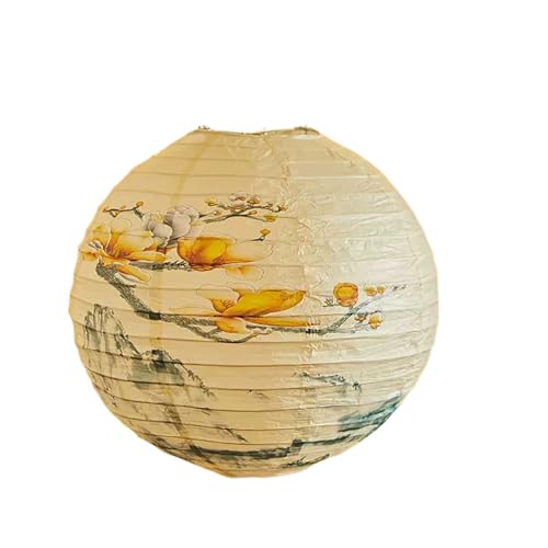 FANSU Papierlaterne Deko, Chinesisch Stil Papierlaternen Set Papier Laterne Rund 30cm Hängend Papier Laternen Papierlampion Partydekorationen für Hochzeit Geburtstag (Magnolienblüte,10 Stück) von FANSU