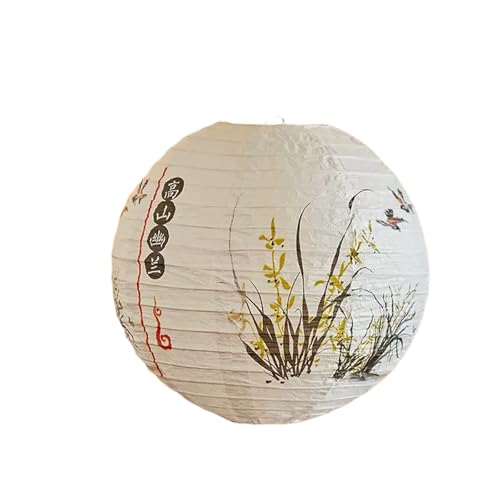 FANSU Papierlaterne Deko, Chinesisch Stil Papierlaternen Set Papier Laterne Rund 30cm Hängend Papier Laternen Papierlampion Partydekorationen für Hochzeit Geburtstag (Orchidee,5 Stück) von FANSU
