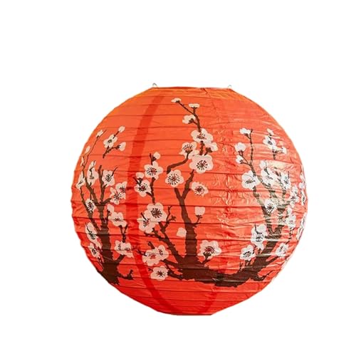 FANSU Papierlaterne Deko, Chinesisch Stil Papierlaternen Set Papier Laterne Rund 30cm Hängend Papier Laternen Papierlampion Partydekorationen für Hochzeit Geburtstag (Rot Pflaumenblüte,15 Stück) von FANSU