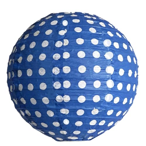 FANSU Papierlaterne Deko, Polka Dot Papierlaternen Set Papier Laterne Rund 10 Stück Hängend Papier Laternen Papierlampion Partydekorationen für Hochzeit Geburtstag Babyparty (Dunkelblau,30cm) von FANSU