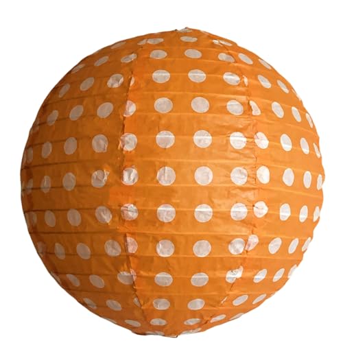FANSU Papierlaterne Deko, Polka Dot Papierlaternen Set Papier Laterne Rund 10 Stück Hängend Papier Laternen Papierlampion Partydekorationen für Hochzeit Geburtstag Babyparty (Orange,30cm) von FANSU