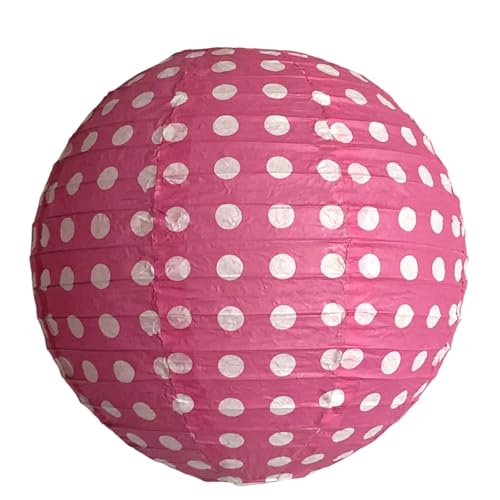 FANSU Papierlaterne Deko, Polka Dot Papierlaternen Set Papier Laterne Rund 10 Stück Hängend Papier Laternen Papierlampion Partydekorationen für Hochzeit Geburtstag Babyparty (Rosa,30cm) von FANSU