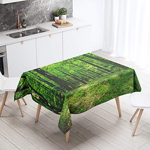 FANSU Rechteck Tischdecke Polyester,Wasserdicht Tischwäsche 3D Wald Stil Pflegeleicht Abwaschbar Tischtuch-Viele Größe Farbe Wählbar (Begrünung,140x260cm) von FANSU
