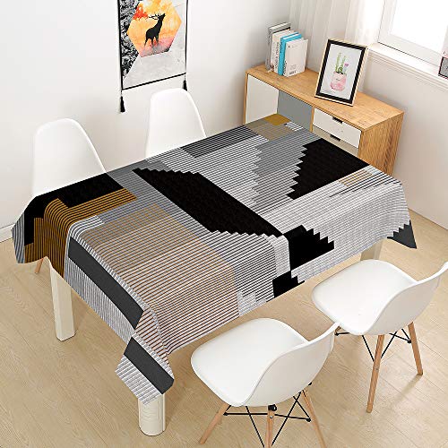 FANSU Rechteck Tischdecke Polyester,Wasserdicht Tischwäsche Geometrie Stil Pflegeleicht Abwaschbar Tischtuch-Viele Größe Farbe Wählbar (140x140cm,Streifen) von FANSU