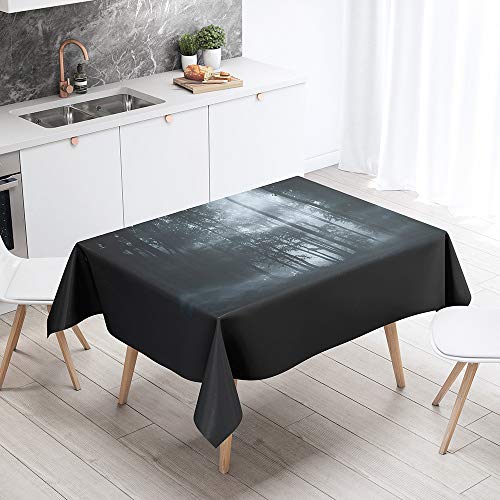 FANSU Rechteck Tischdecke Polyester 3D Berg Stil,Wasserdicht Tischwäsche Pflegeleicht Abwaschbar Tischtuch-Viele Größe Farbe Wählbar (Wald,140x160cm) von FANSU