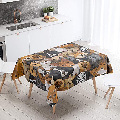 FANSU Rechteck Tischdecke Polyester 3D Haustier Hund Stil,Wasserdicht Tischwäsche Pflegeleicht Abwaschbar Tischtuch-Viele Größe Farbe Wählbar (Tierpark,100x140cm) von FANSU