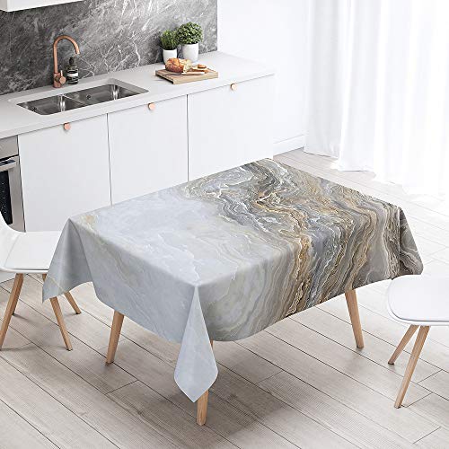 FANSU Rechteck Tischdecke Polyester 3D Marmor Stil,Wasserdicht Tischwäsche Pflegeleicht Abwaschbar Tischtuch-Viele Größe Farbe Wählbar (Weiß,100x140cm) von FANSU