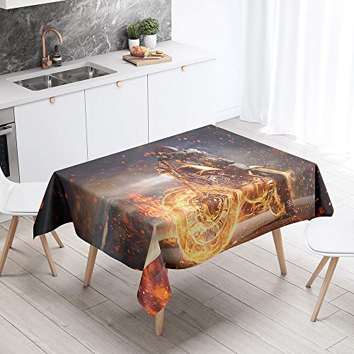 FANSU Rechteck Tischdecke Polyester 3D Motorrad Stil,Wasserdicht Tischwäsche Pflegeleicht Abwaschbar Tischtuch-Viele Größe Farbe Wählbar (Flamme,60x60cm) von FANSU