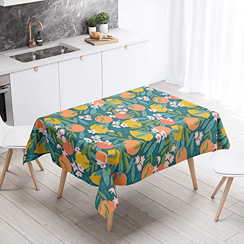 FANSU Rechteck Tischdecke Polyester 3D Obst Stil,Wasserdicht Tischwäsche Pflegeleicht Abwaschbar Tischtuch-Viele Größe Farbe Wählbar (Zitrone,140x240cm) von FANSU